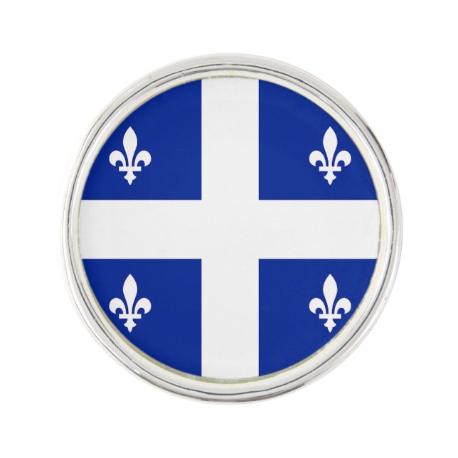 Patriotic lapel pin with Flag of Quebec (Front)