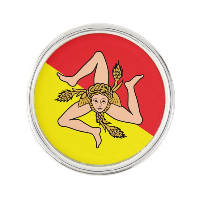 Patriotic lapel pin with Flag of Sicily, Italy (Front)