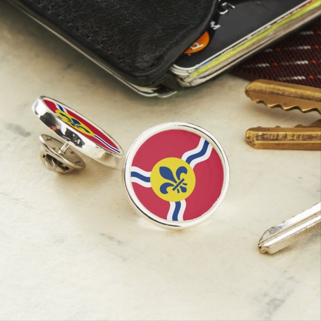 Patriotic lapel pin with Flag of St. Louis, USA (In Situ)
