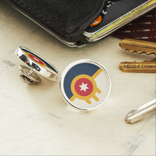 Patriotic lapel pin with Flag of Tulsa City