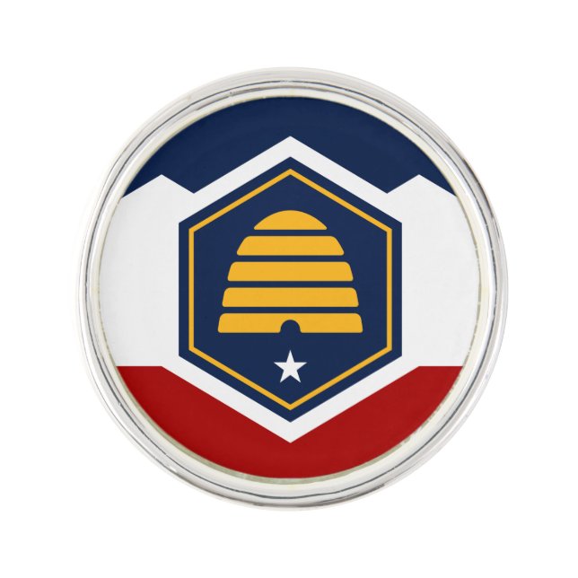 Patriotic lapel pin with Flag of Utah, USA (Front)