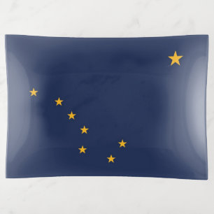 Patriotic large trinket tray flag of Alaska, USA