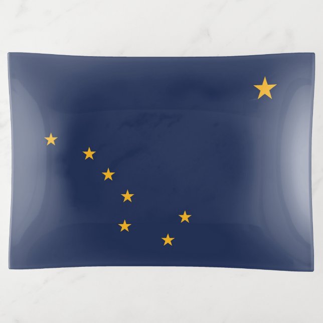 Patriotic large trinket tray flag of Alaska, USA (Front)