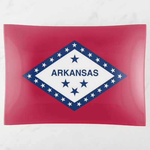 Patriotic large trinket tray flag of Arkansas USA