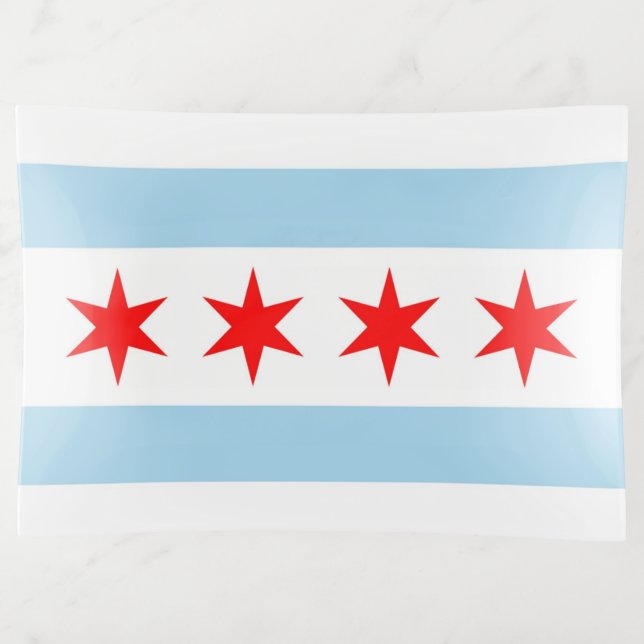Patriotic large trinket tray flag of Chicago, USA (Front)