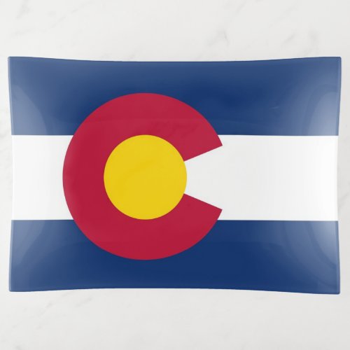 Patriotic large trinket tray flag of Colorado