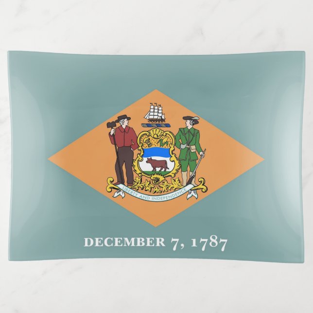 Patriotic large trinket tray flag of Delaware (Front)