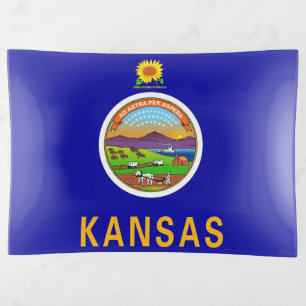 Patriotic large trinket tray flag of Kansas