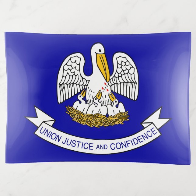 Patriotic large trinket tray flag of Louisiana (Front)