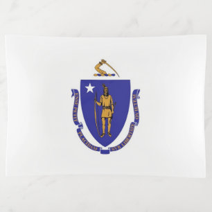 Patriotic large trinket tray flag of Massachusetts