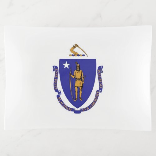 Patriotic large trinket tray flag of Massachusetts