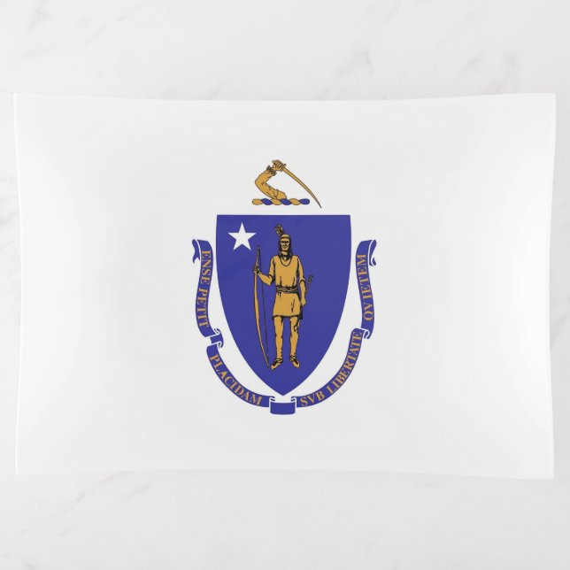 Patriotic large trinket tray flag of Massachusetts (Front)