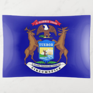 Patriotic large trinket tray flag of Michigan