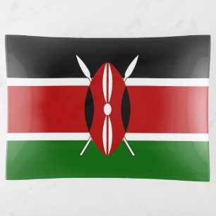 Patriotic large trinket tray with flag of Kenya