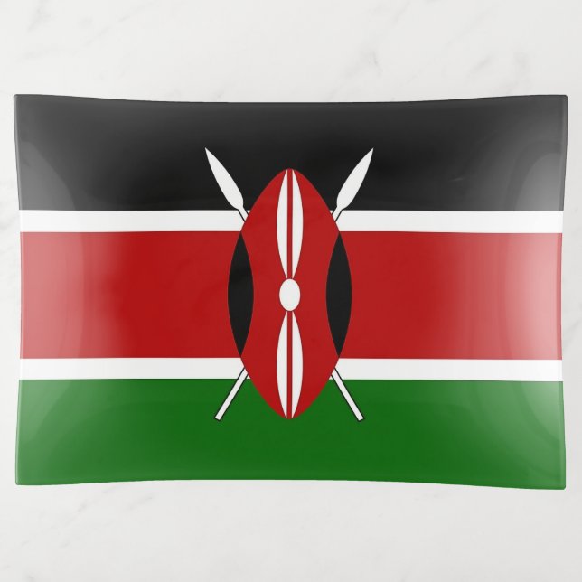 Patriotic large trinket tray with flag of Kenya (Front)
