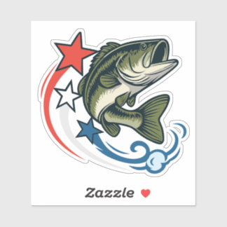 Patriotic Largemouth Bass fishing gear Sticker