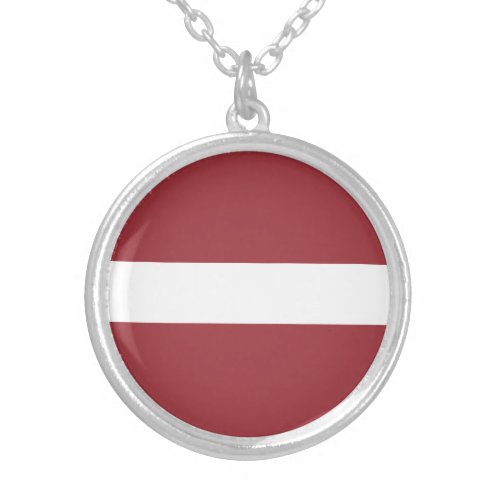 Patriotic Latvia Flag Silver Plated Necklace