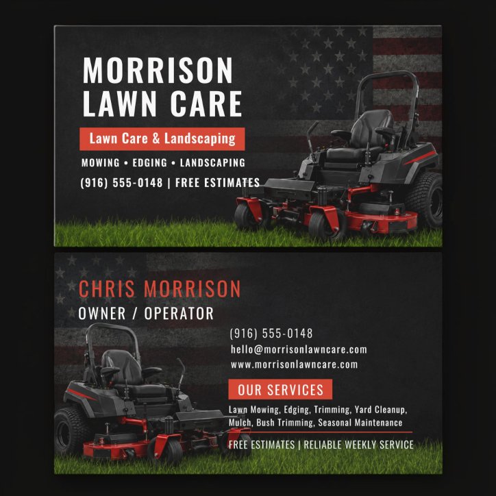 Patriotic Lawn Care Landscaping Service USA Flag Business Card