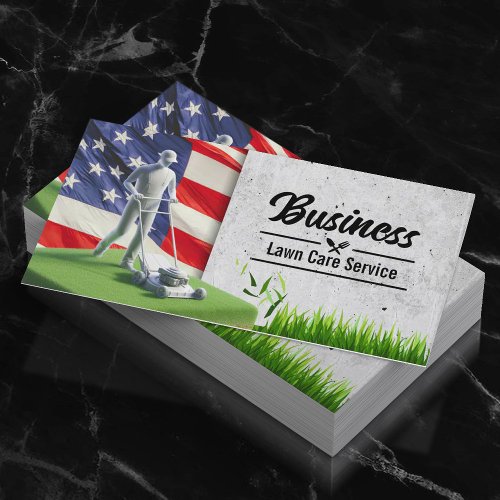 Patriotic Lawn  Landscaping Service Mowing Business Card