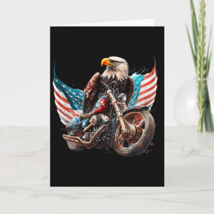 Patriotic Ld Eagle Fathers Day Motorcycle Usaflag Card