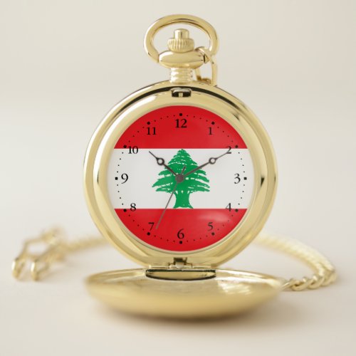 Patriotic Lebanon Flag Pocket Watch