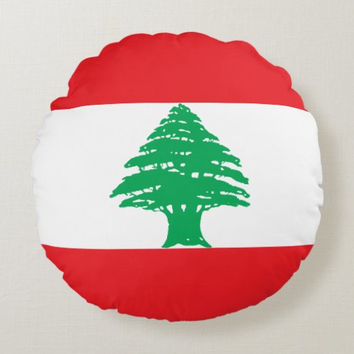 Patriotic Lebanon Flag Round Pillow