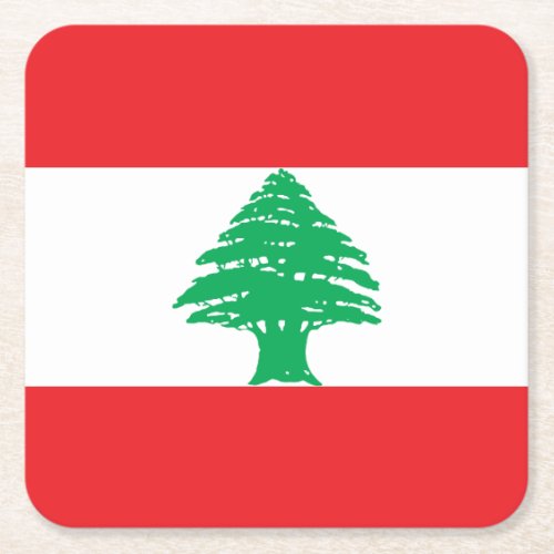 Patriotic Lebanon Flag Square Paper Coaster