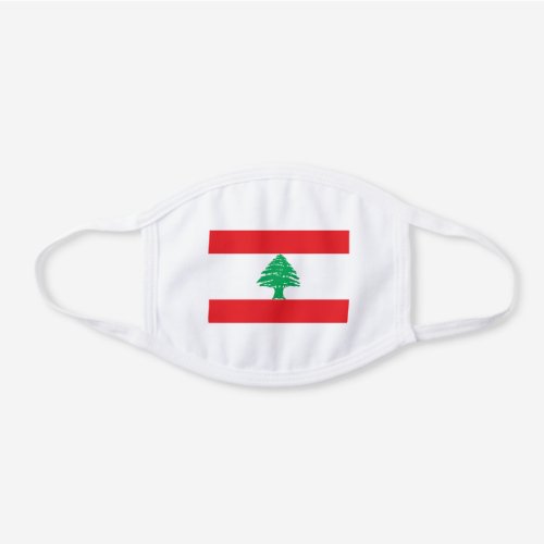 Patriotic Lebanon Flag White Cotton Face Mask