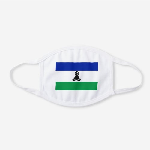 Patriotic Lesotho Flag White Cotton Face Mask