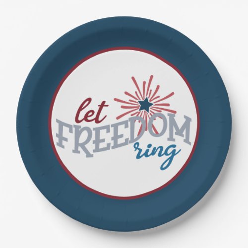 Patriotic Let Freedom Ring word art Paper Plates