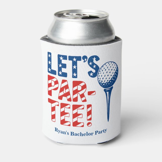 Patriotic “Let’s Par-Tee!” Golf Can Cooler (Can Back)