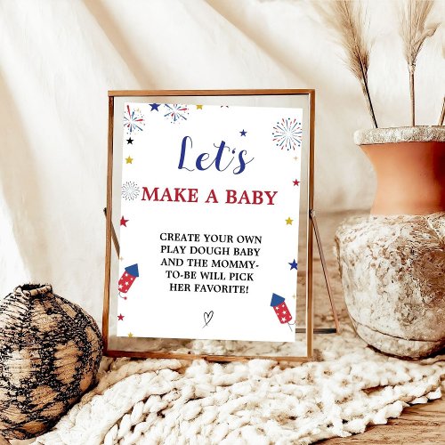 Patriotic lets make a Baby Baby Shower Game sign