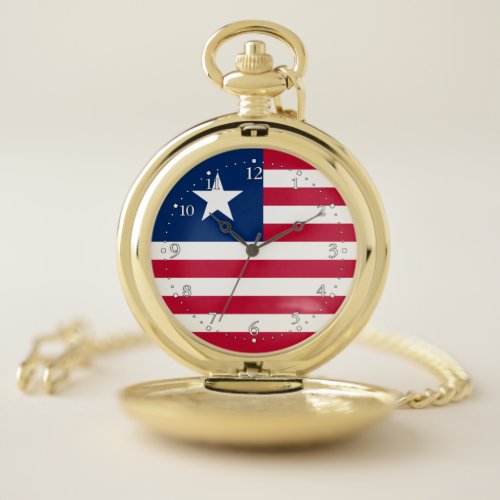 Patriotic Liberia Flag Pocket Watch