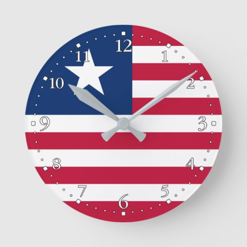 Patriotic Liberia Flag Round Clock