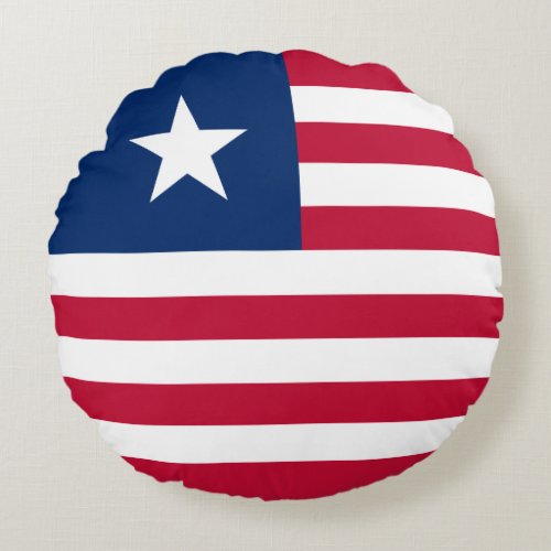 Patriotic Liberia Flag Round Pillow