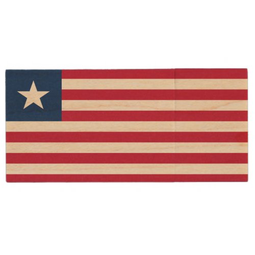 Patriotic Liberia Flag Wood Flash Drive