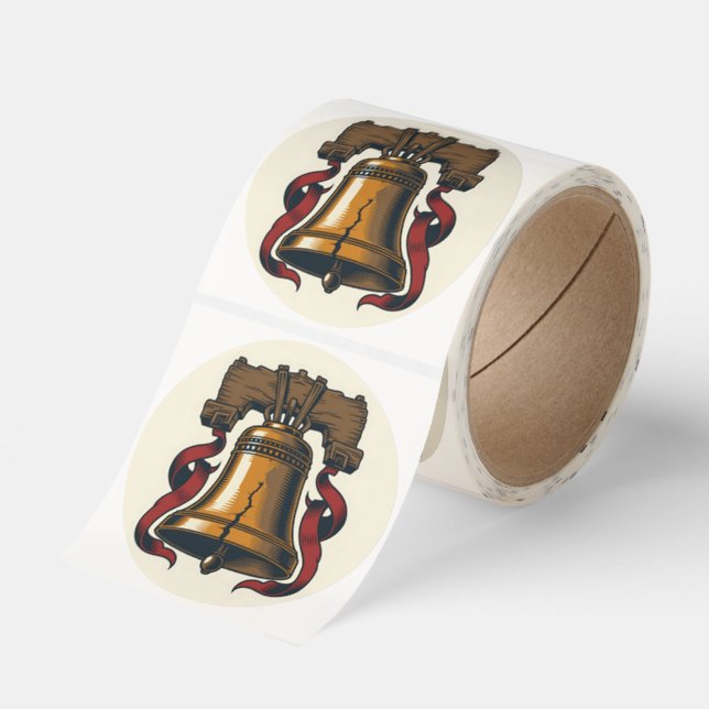 Patriotic Liberty Bell Classic Round Sticker (Roll)
