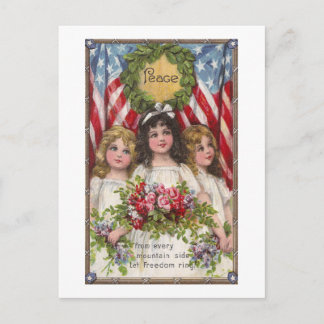 Patriotic Liberty Girls Postcard