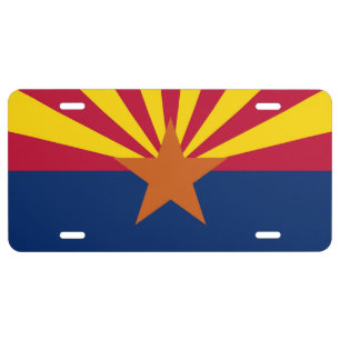 Patriotic license plate with Flag of Arizona