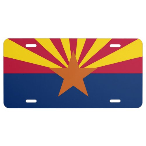 Patriotic license plate with Flag of Arizona