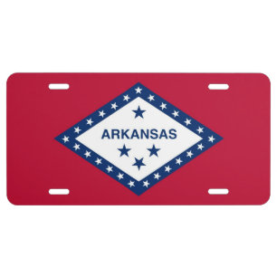 Patriotic license plate with Flag of Arkansas