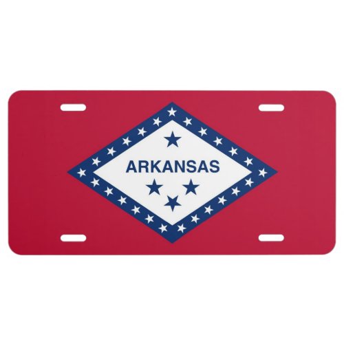Patriotic license plate with Flag of Arkansas