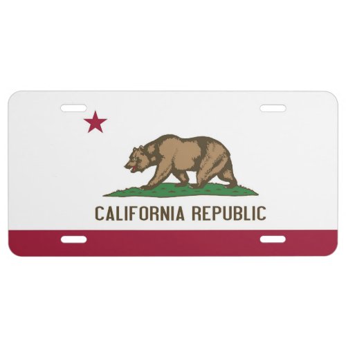 Patriotic license plate with Flag of California