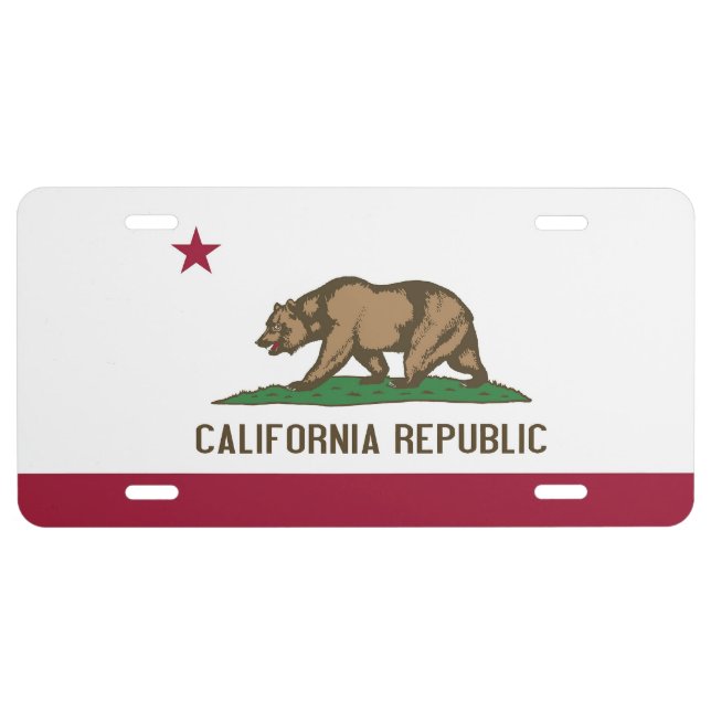 Patriotic license plate with Flag of California (Front)