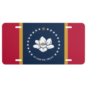 Patriotic license plate with Flag of Mississippi