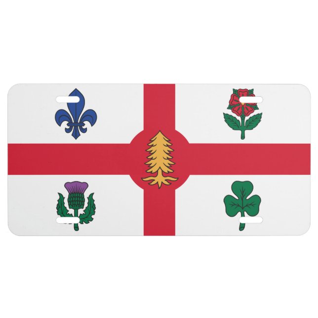 Patriotic license plate with Flag of Montreal (Front)