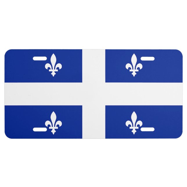 Patriotic license plate with Flag of Quebec (Front)