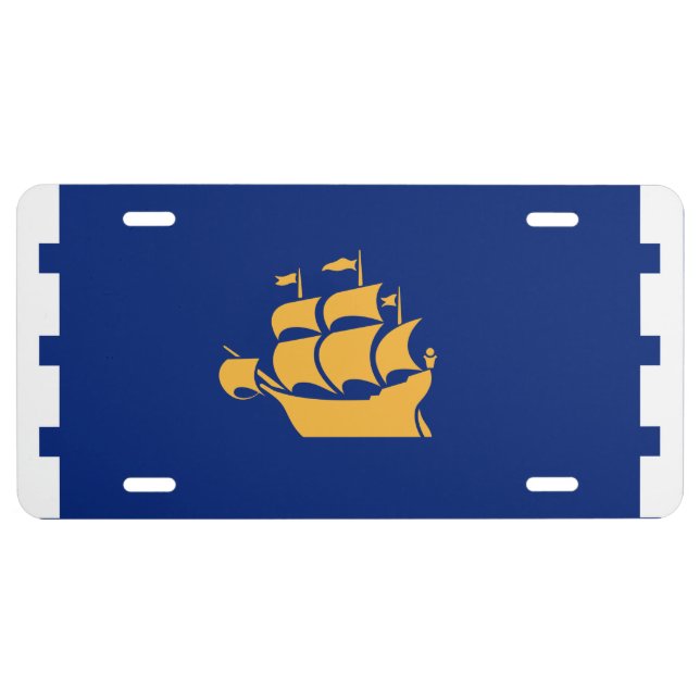 Patriotic license plate with Flag of Quebec City (Front)