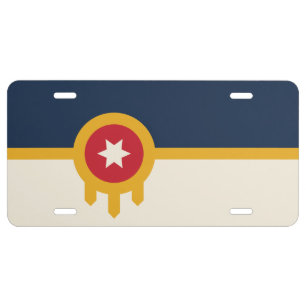 Patriotic license plate with Flag of Tulsa City