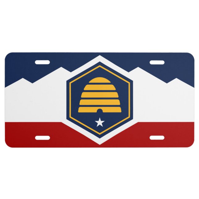 Patriotic license plate with Flag of Utah, USA (Front)